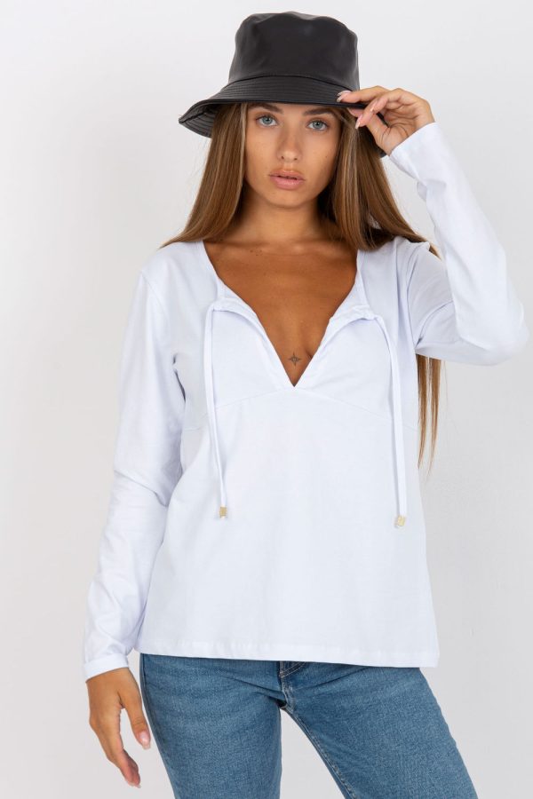 White Blouse in Women`s Blouses, Tunics with Cotton and Spandex