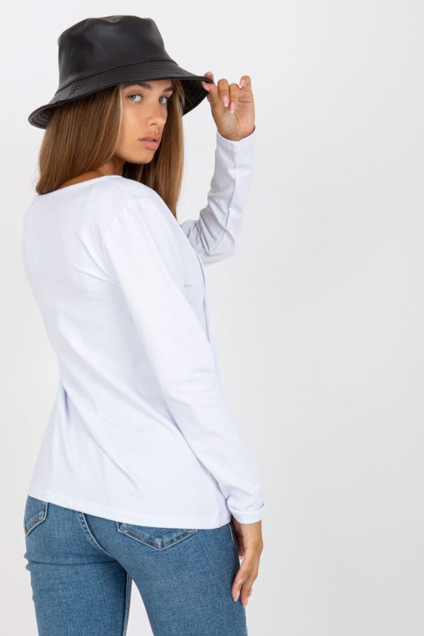 White Blouse in Women`s Blouses, Tunics with Cotton and Spandex