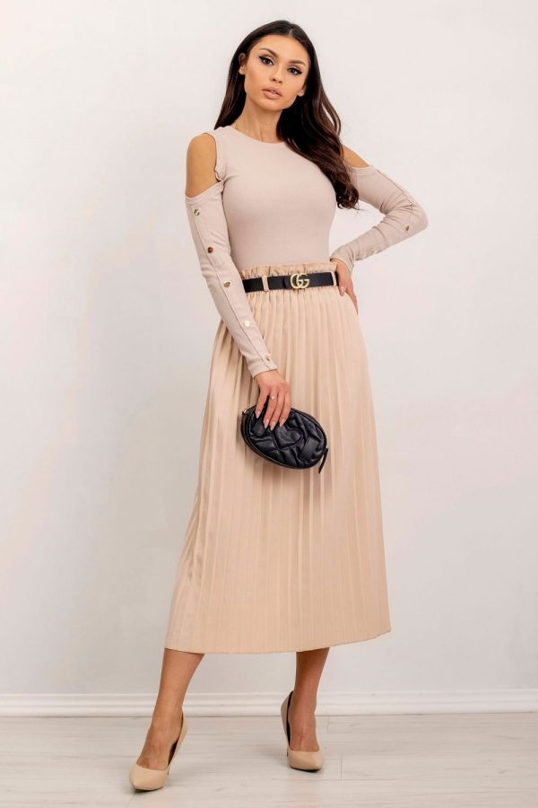 Beige Blouse in Women`s Blouses, Tunics with Cotton and Spandex