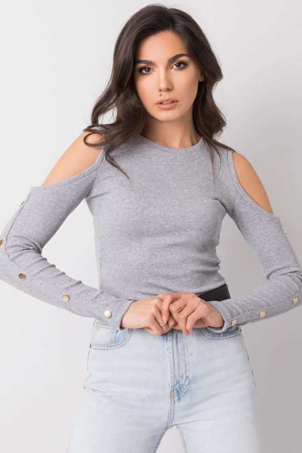 Grey Blouse in Women`s Blouses, Tunics with Cotton and Spandex