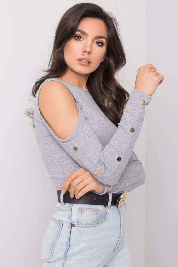 Grey Blouse in Women`s Blouses, Tunics with Cotton and Spandex