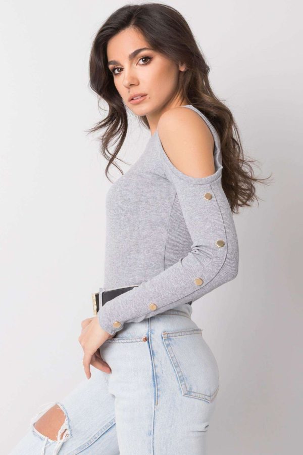 Grey Blouse in Women`s Blouses, Tunics with Cotton and Spandex