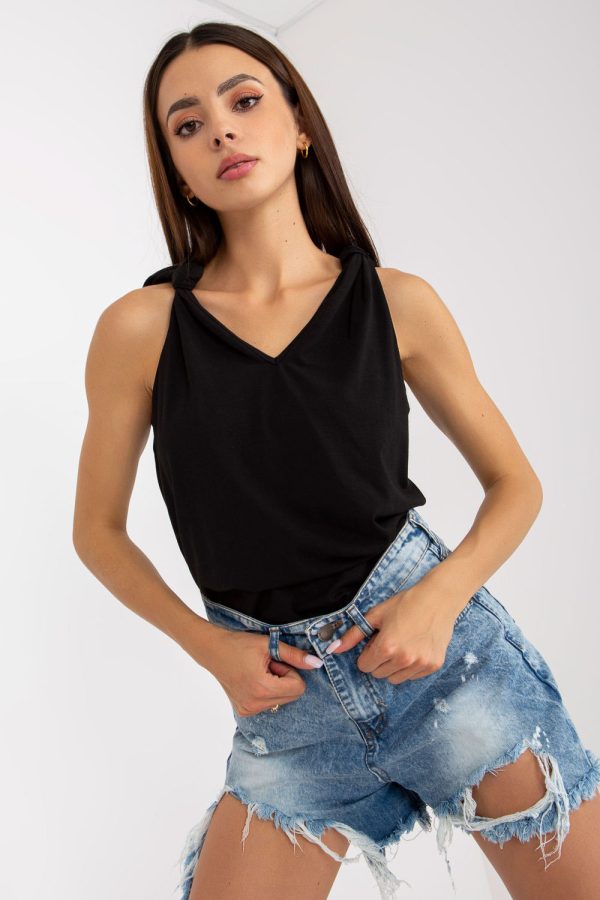 Black Top in Undershirts / Tops with Cotton and Spandex