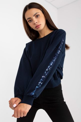 Navy Blue Sweatshirt in Sweatshirts For Women with Spandex and Viscose