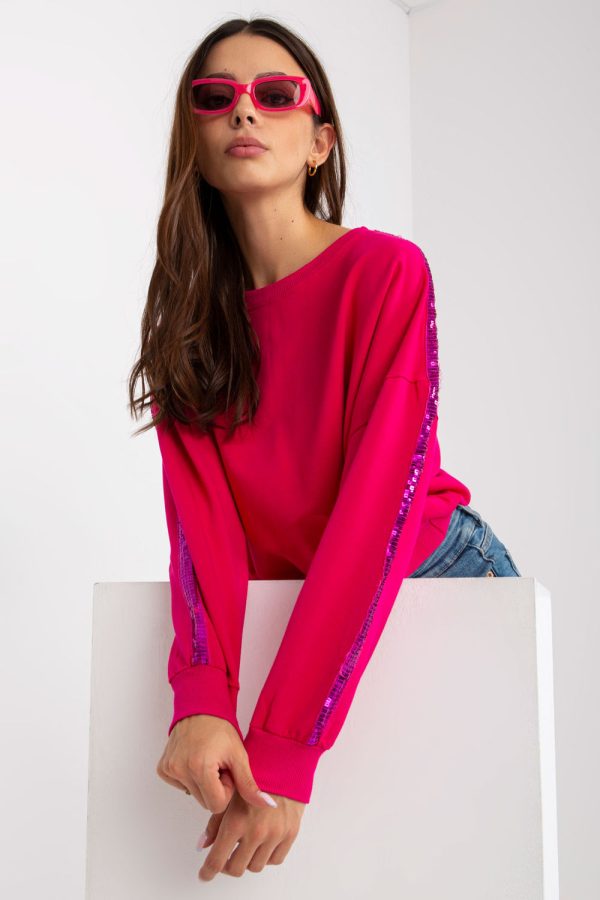 Pink Sweatshirt in Sweatshirts For Women with Spandex and Viscose