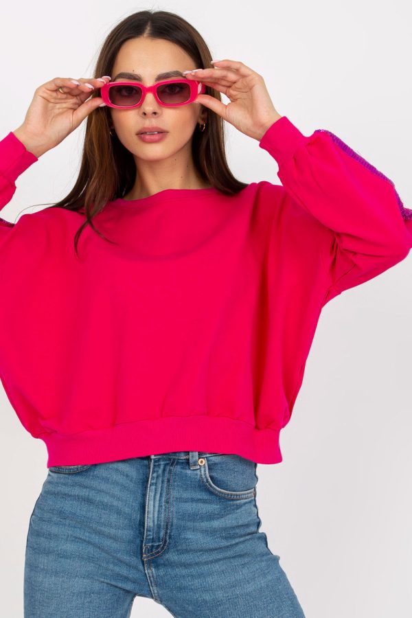 Pink Sweatshirt in Sweatshirts For Women with Spandex and Viscose