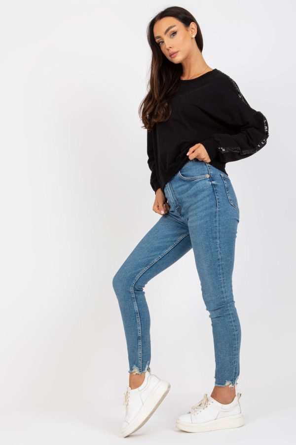 Black Sweatshirt in Sweatshirts For Women with Spandex and Viscose
