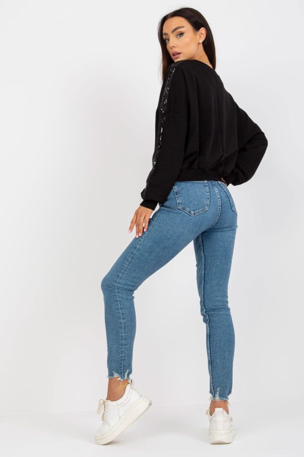 Black Sweatshirt in Sweatshirts For Women with Spandex and Viscose