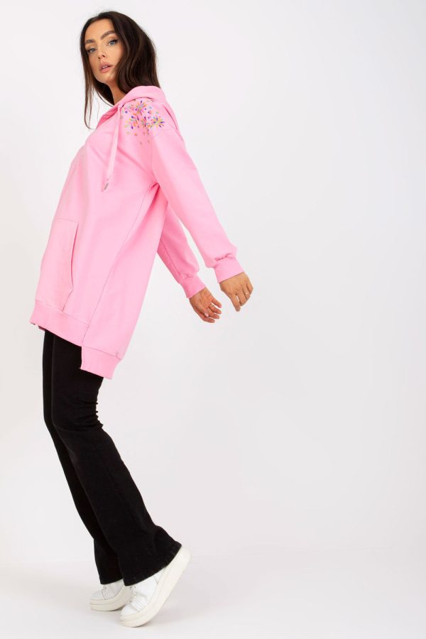 Pink Sweatshirt in Sweatshirts For Women with Spandex and Viscose
