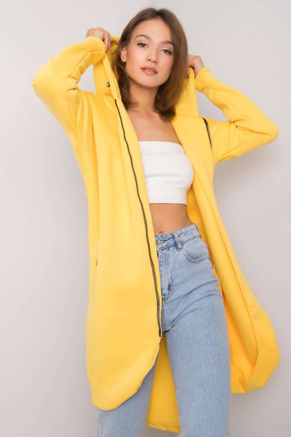 Yellow Sweatshirt in Sweatshirts For Women with Cotton and Spandex