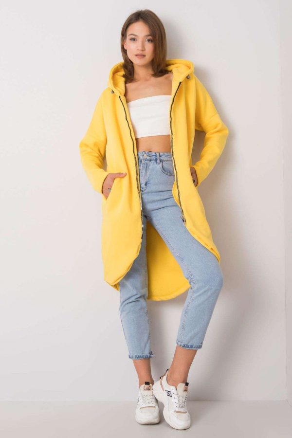 Yellow Sweatshirt in Sweatshirts For Women with Cotton and Spandex