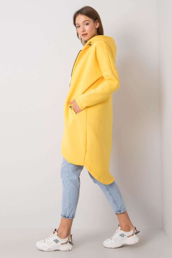 Yellow Sweatshirt in Sweatshirts For Women with Cotton and Spandex