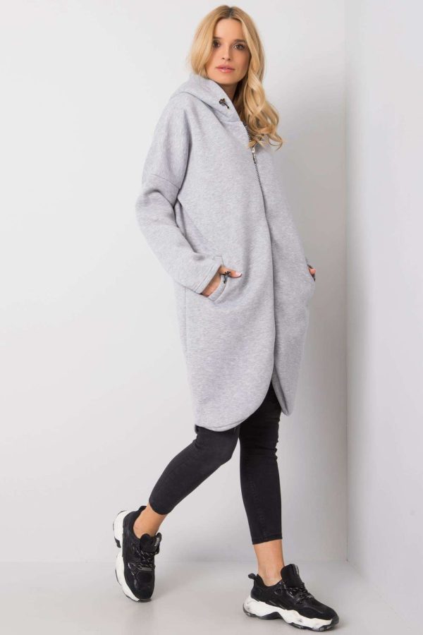 Grey Sweatshirt in Sweatshirts For Women with Cotton and Spandex