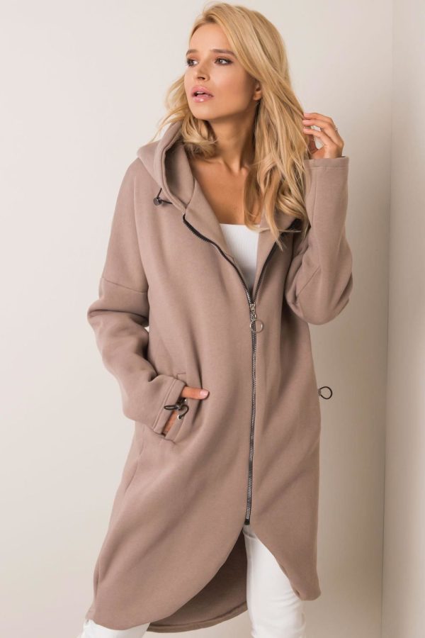 Beige Sweatshirt in Sweatshirts For Women with Cotton and Spandex