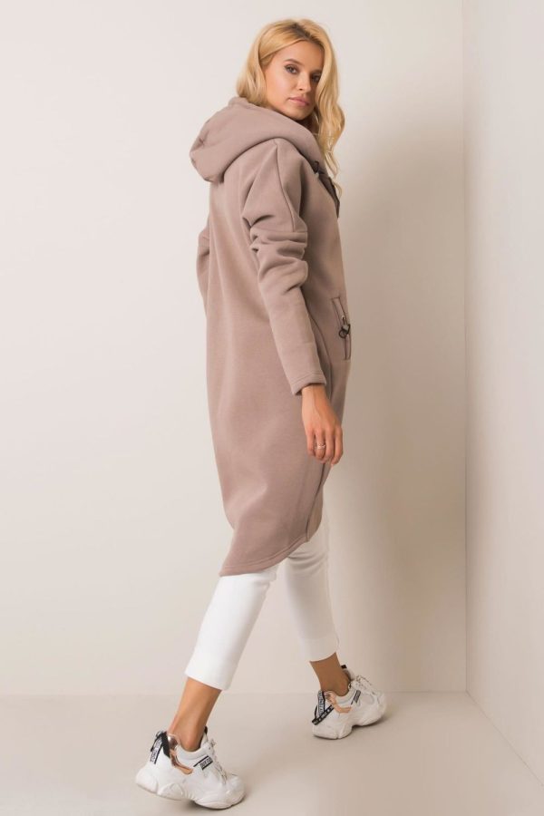 Beige Sweatshirt in Sweatshirts For Women with Cotton and Spandex