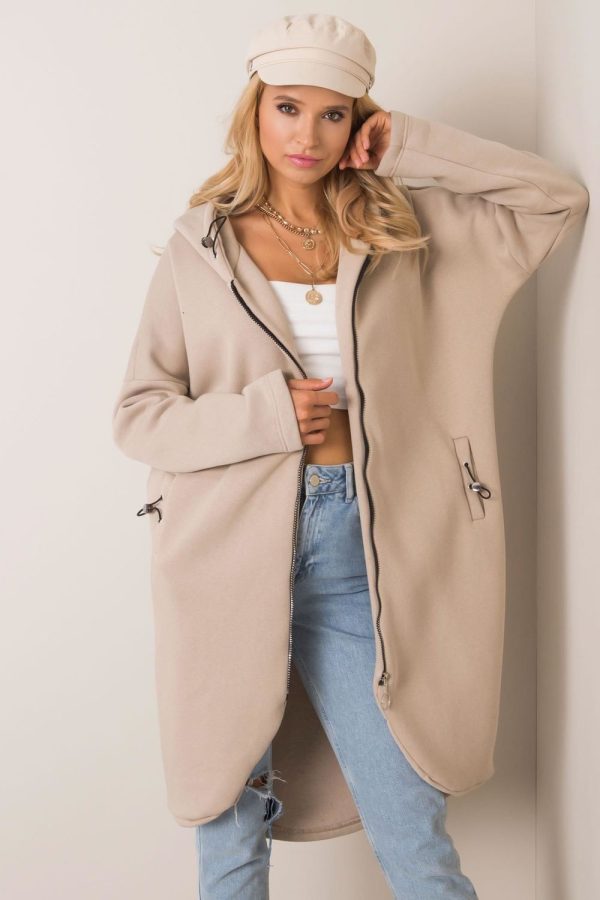 Beige Sweatshirt in Sweatshirts For Women with Cotton and Spandex