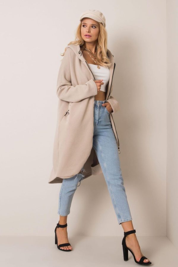 Beige Sweatshirt in Sweatshirts For Women with Cotton and Spandex