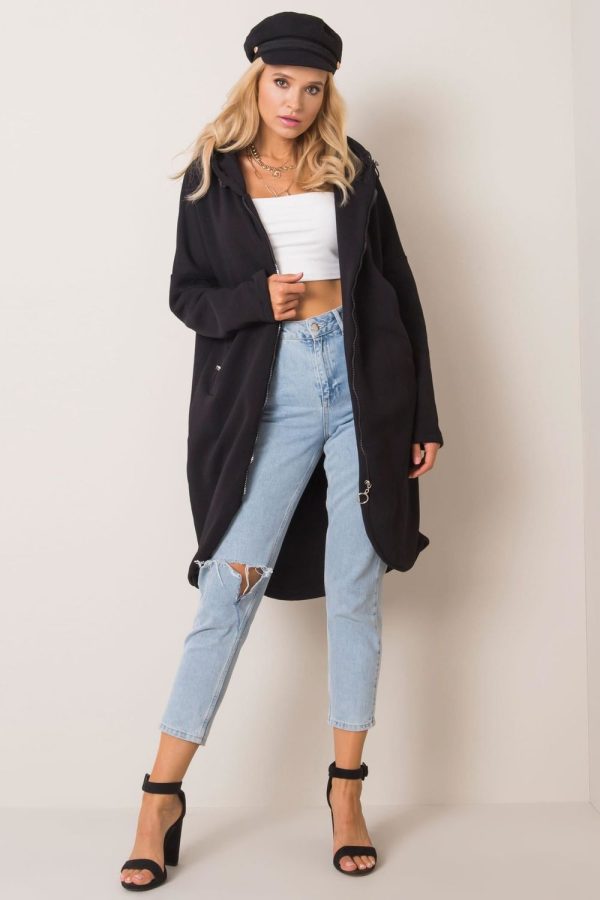 Black Sweatshirt in Sweatshirts For Women with Cotton and Spandex