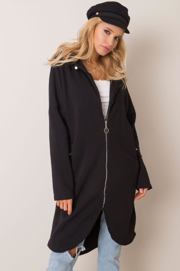 Black Sweatshirt in Sweatshirts For Women with Cotton and Spandex