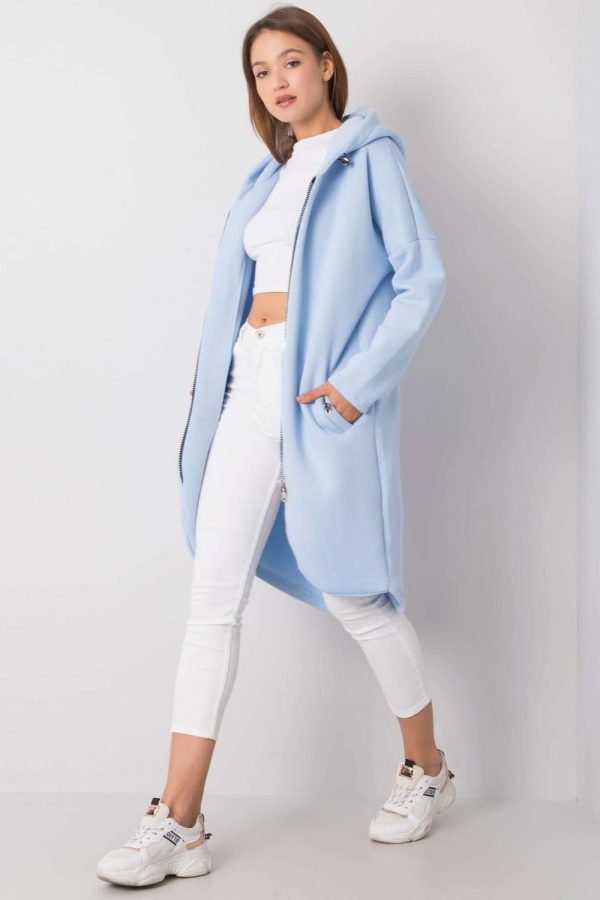 Blue Sweatshirt in Sweatshirts For Women with Cotton and Spandex