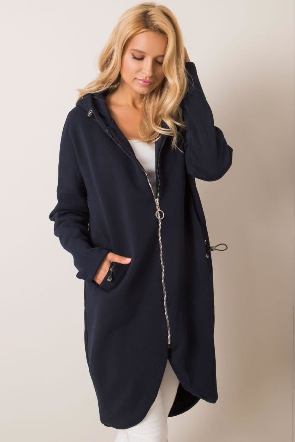 Navy Blue Sweatshirt in Sweatshirts For Women with Cotton and Spandex