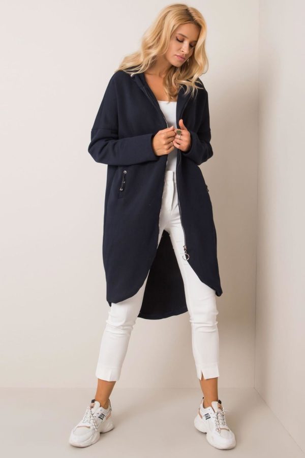 Navy Blue Sweatshirt in Sweatshirts For Women with Cotton and Spandex