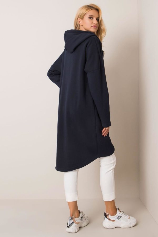 Navy Blue Sweatshirt in Sweatshirts For Women with Cotton and Spandex