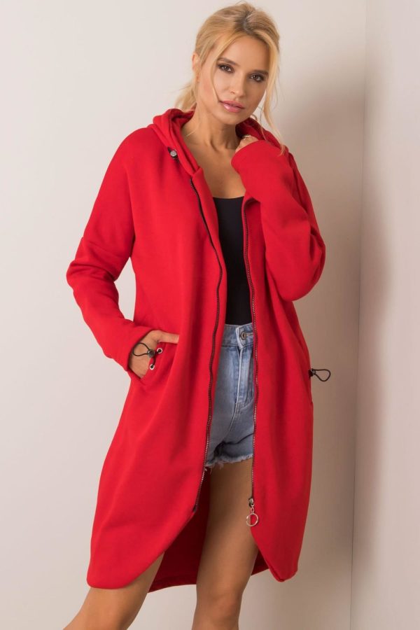 Red Sweatshirt in Sweatshirts For Women with Cotton and Spandex