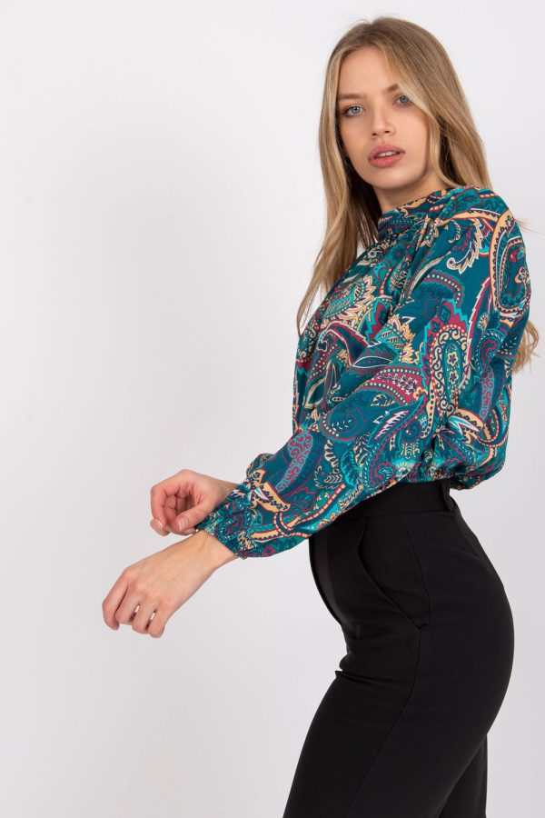 Green Blouse in Women`s Blouses, Tunics with Spandex and Polyester