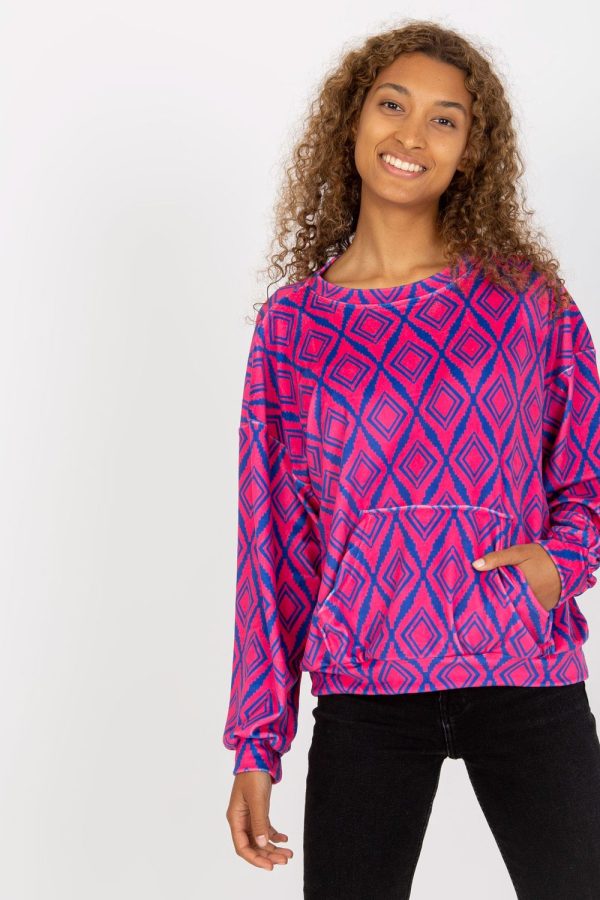Pink Sweatshirt in Sweatshirts For Women with Spandex and Viscose