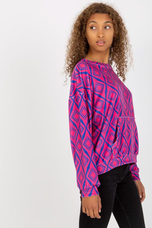 Pink Sweatshirt in Sweatshirts For Women with Spandex and Viscose
