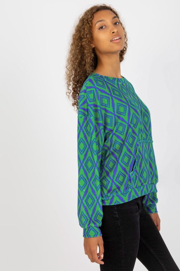 Green Sweatshirt in Sweatshirts For Women with Spandex and Viscose