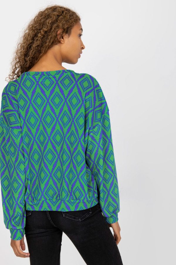 Green Sweatshirt in Sweatshirts For Women with Spandex and Viscose