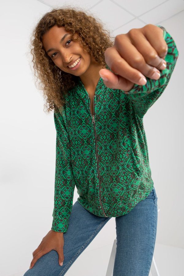 Green Sweatshirt in Sweatshirts For Women with Spandex and Viscose