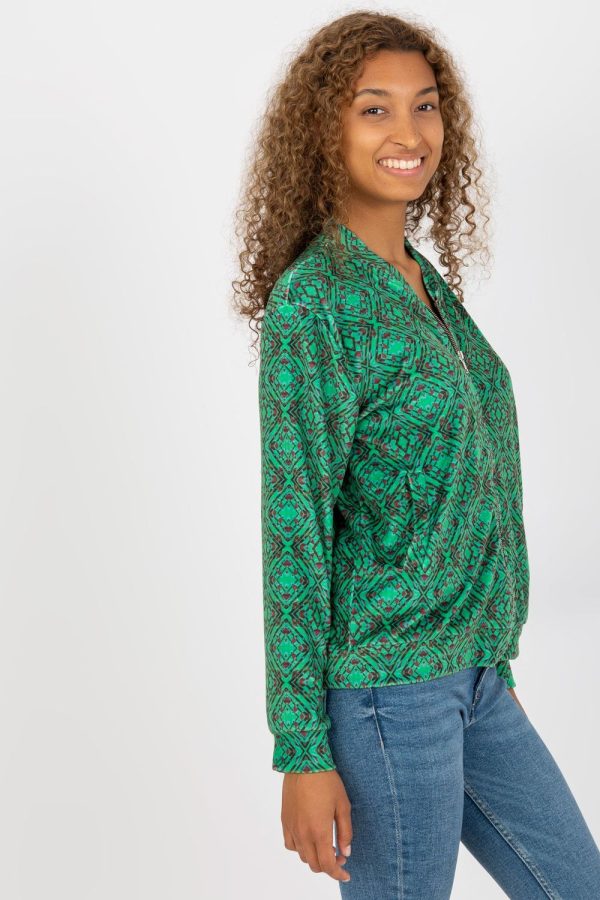 Green Sweatshirt in Sweatshirts For Women with Spandex and Viscose