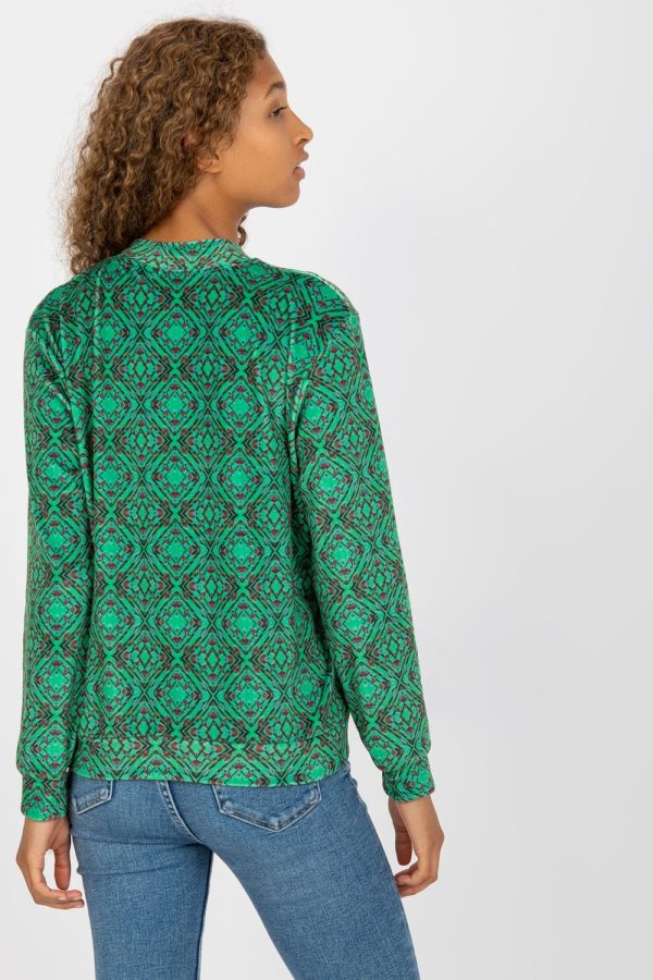 Green Sweatshirt in Sweatshirts For Women with Spandex and Viscose