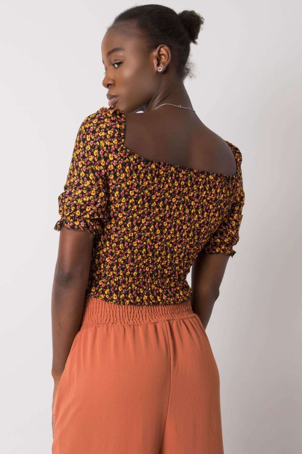 Black Blouse in Women`s Blouses, Tunics with Cotton and Spandex