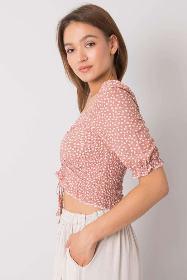 Pink Blouse in Women`s Blouses, Tunics with Cotton and Spandex