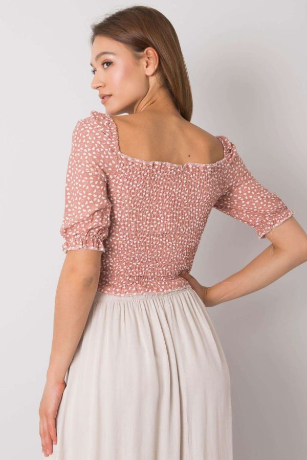 Pink Blouse in Women`s Blouses, Tunics with Cotton and Spandex