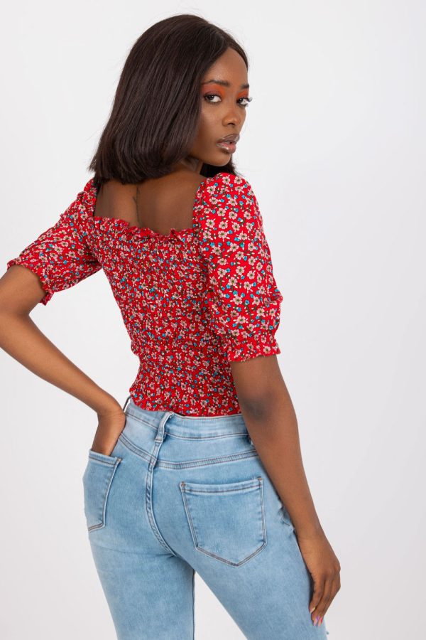 Red Blouse in Women`s Blouses, Tunics with Viscose
