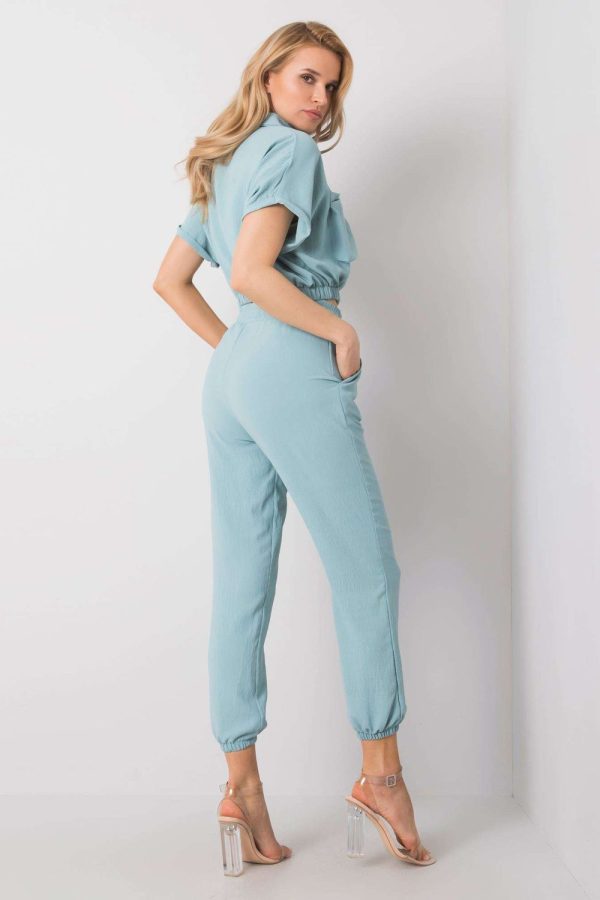 Green Women Trousers in Pants, Trousers, Shorts with Spandex and Polyester