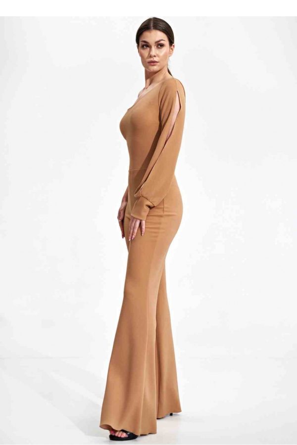 Beige Suit in Playsuits For Women with Spandex and Polyester