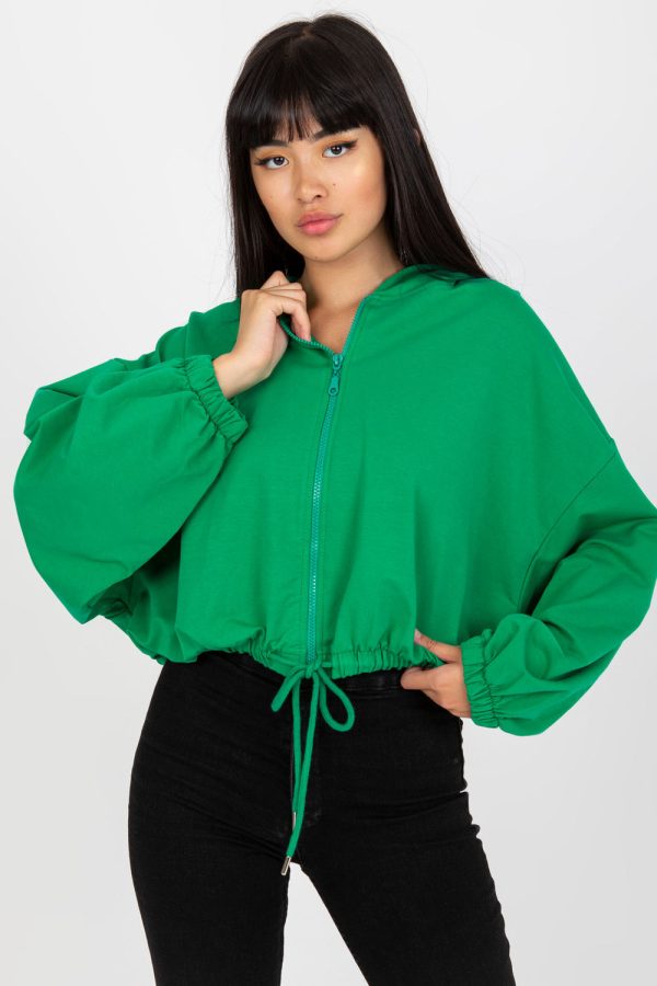 Green Sweatshirt in Sweatshirts For Women with Cotton and Spandex
