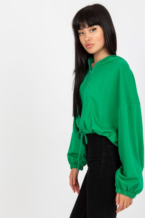 Green Sweatshirt in Sweatshirts For Women with Cotton and Spandex