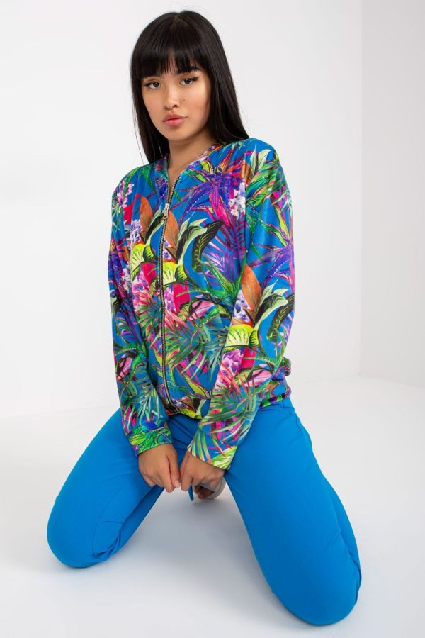 Blue Sweatshirt in Sweatshirts For Women with Spandex and Viscose