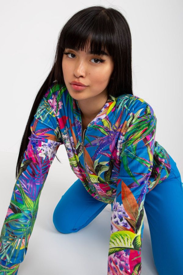 Blue Sweatshirt in Sweatshirts For Women with Spandex and Viscose