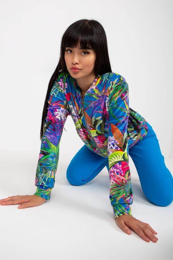 Blue Sweatshirt in Sweatshirts For Women with Spandex and Viscose