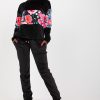 Black Set in Pants, Trousers, Shorts with Spandex and Viscose