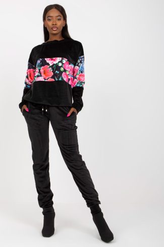 Black Set in Pants, Trousers, Shorts with Spandex and Viscose