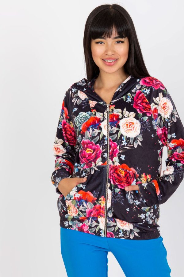 Black Sweatshirt in Sweatshirts For Women with Spandex and Viscose